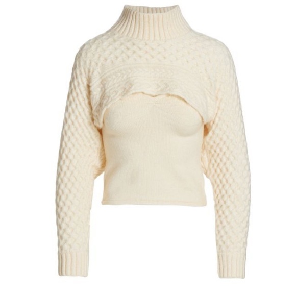 New ASTR THE LABEL Imani 2-Piece Cream Knit Cutout Sweater Size L - Picture 7 of 16